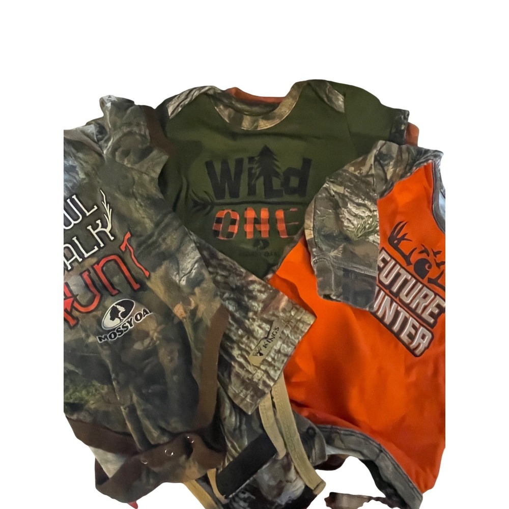 Mossy Oak Kings Carhartt Camo Baby Bodysuit Bundle Hunting Graphic Onesies 7pc